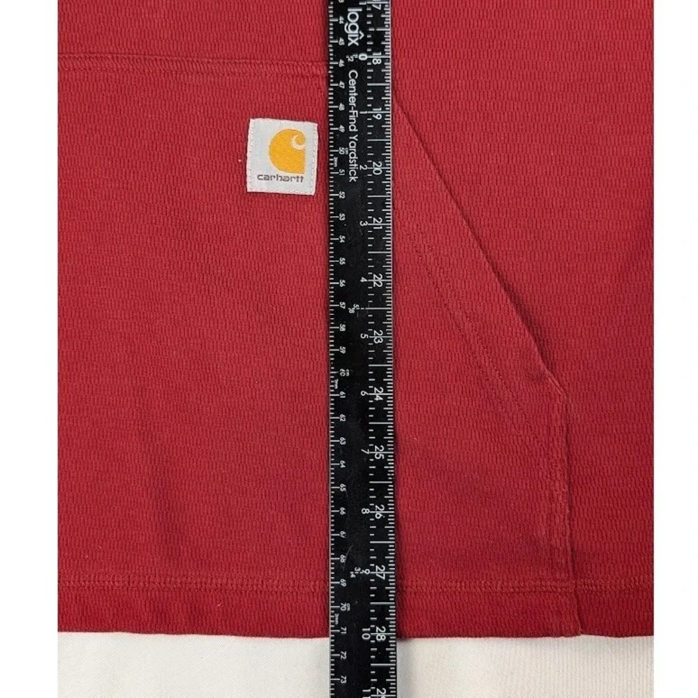 Carhartt Heavy Weight Thermal 1/4 Zip Pullover Men's M Red Relaxed Fit Pocket